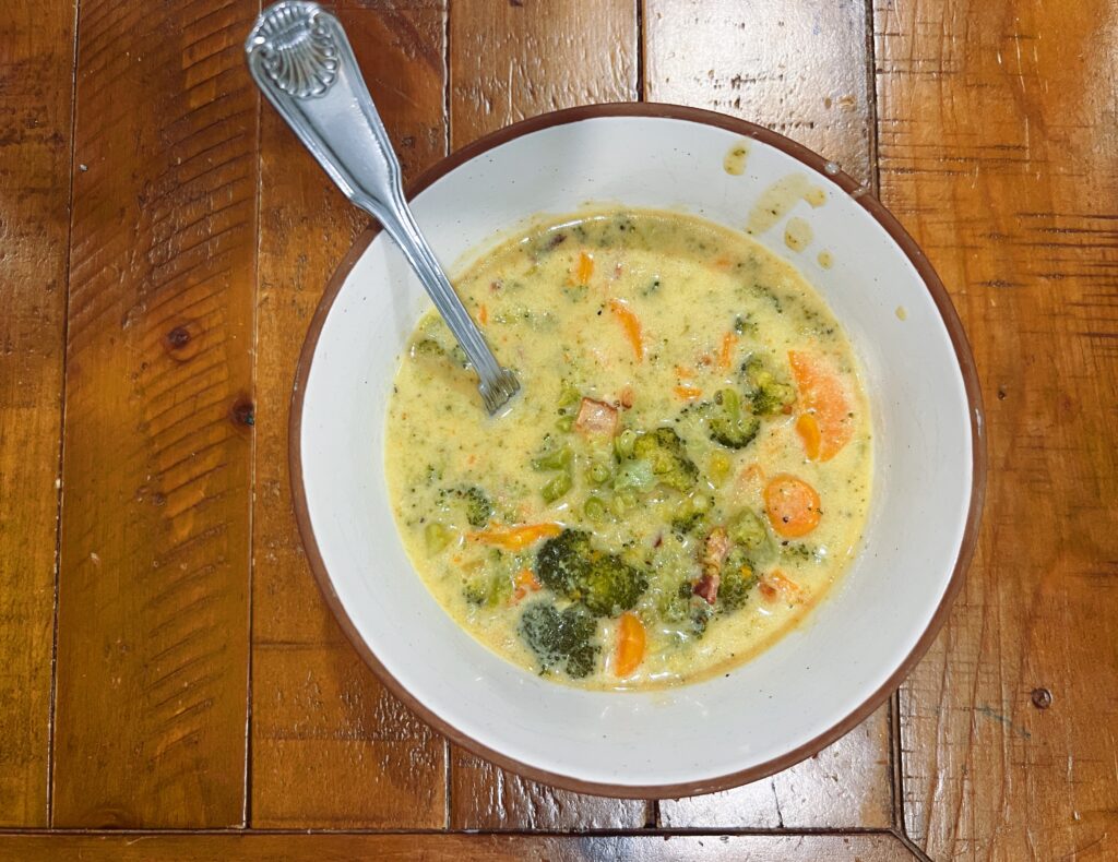 Gluten Free Broccoli Bacon Cheese Soup (high protein)