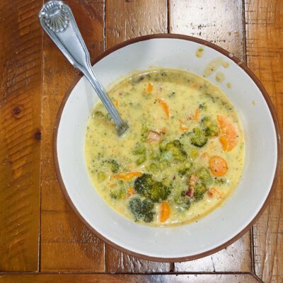 Gluten Free Broccoli Bacon Cheese Soup (high protein)