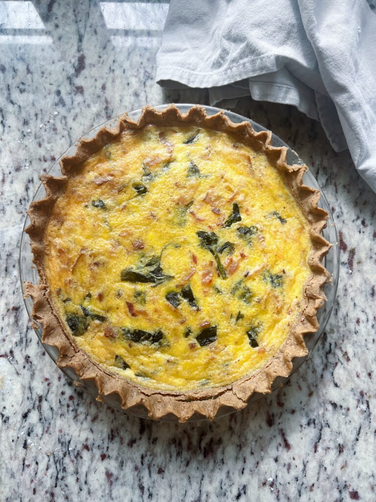 Bacon and Spinach Gluten Free Quiche (easy and flaky crust)