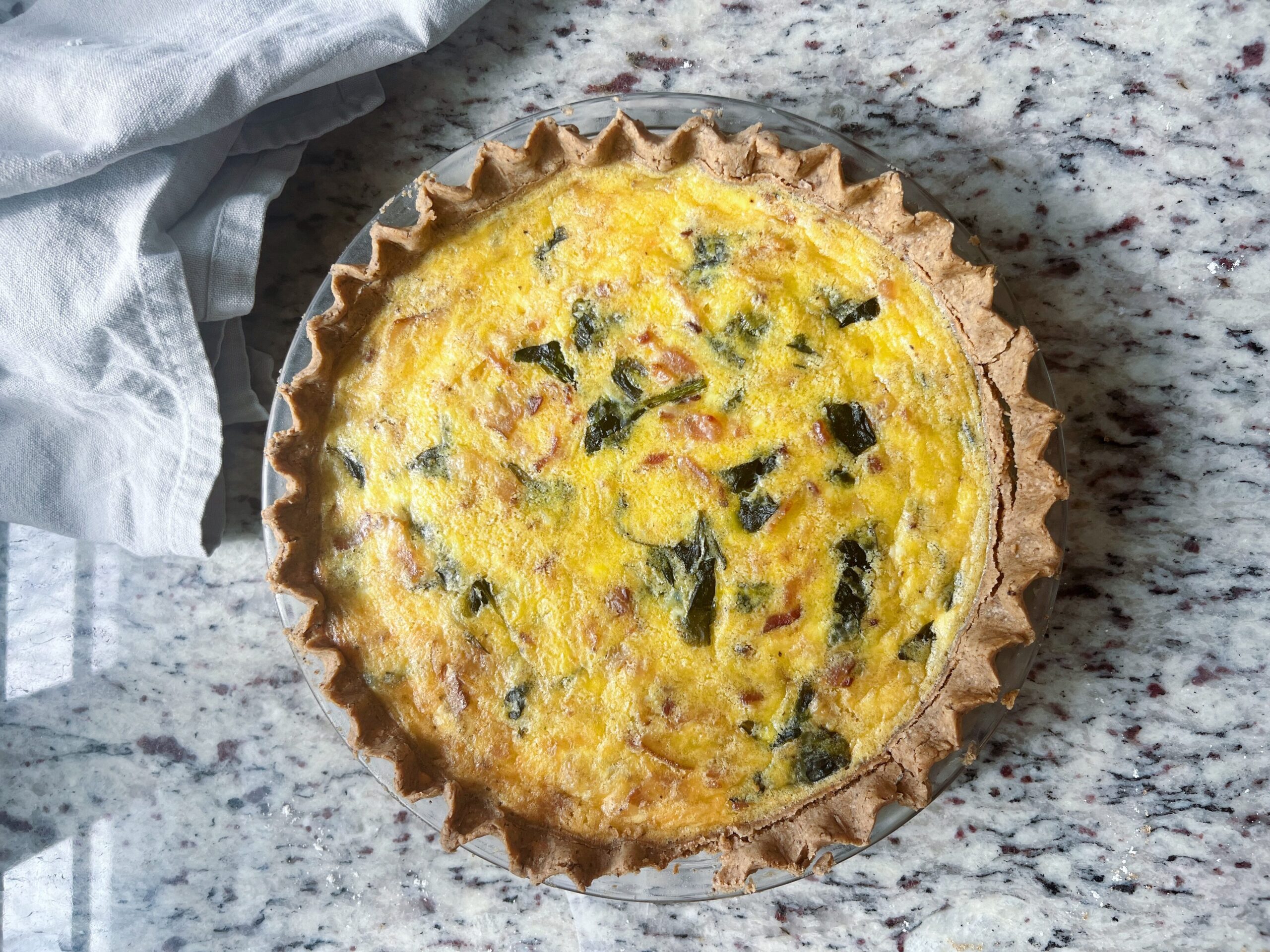 Bacon and Spinach Gluten Free Quiche (easy and flaky crust)